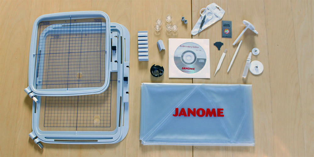 Standardowe wyposażenie hafciarki Janome MC500e
