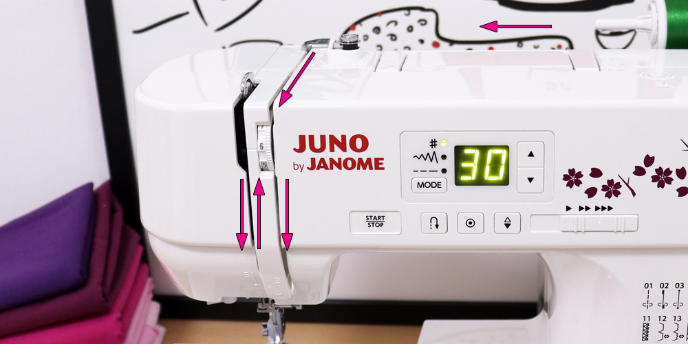Najlepsza komputerowa maszyna do szycia Juno by Janome E1030 - nawlekanie