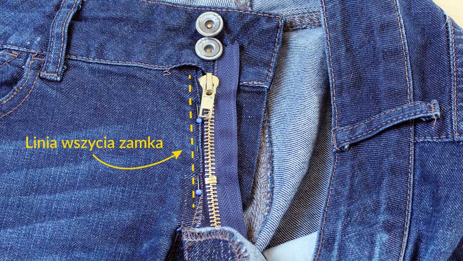 Jak wymienić zamek w spodniach jeansowych - pierwszy szycie