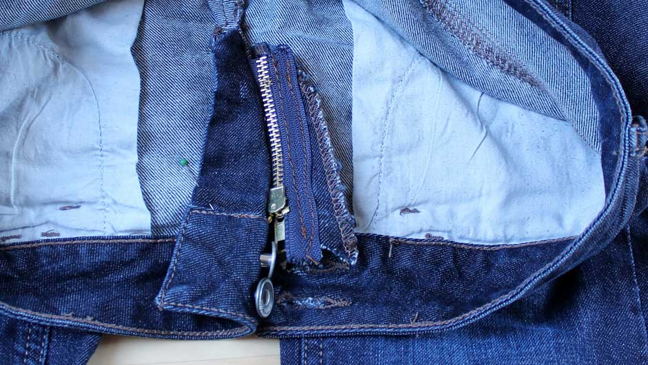 Jak wymienić zamek w spodniach jeansowych - wszywania zamka, lewa strona spodni