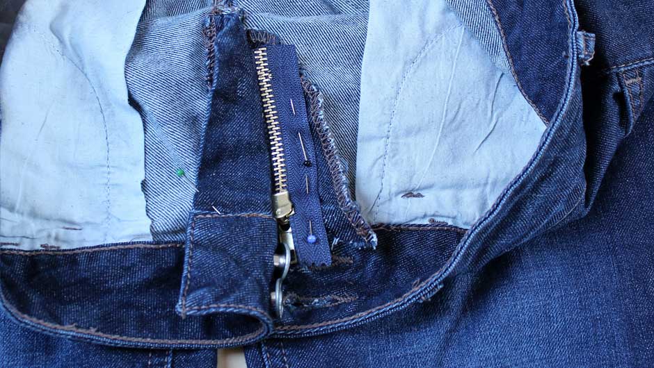 Jak wymienić zamek w spodniach jeansowych - lewa strona, wszywania zamka