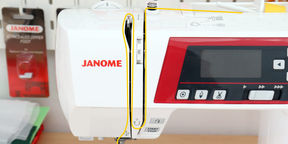 Nawlekanie maszyny do szycia Janome QXL605