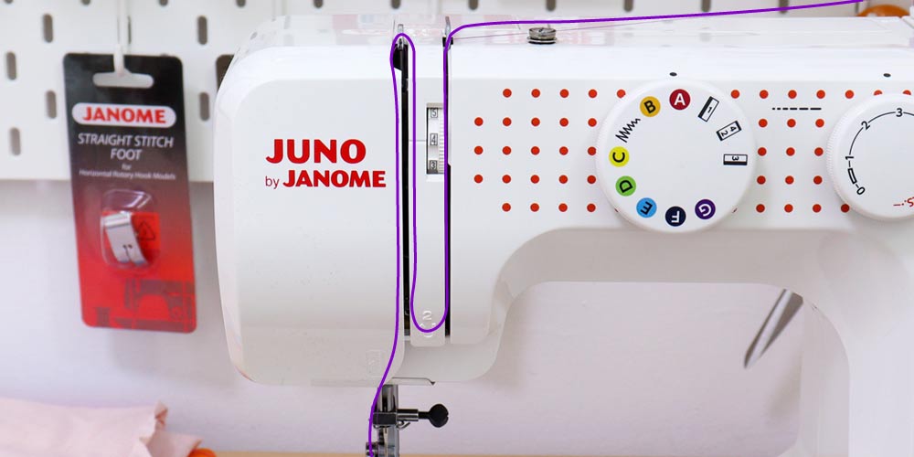 Przygotowanie do szycia - nawlekanie maszyny do szycia Juno Janome J15