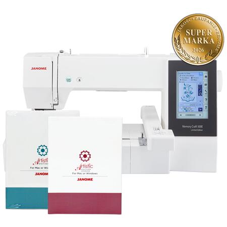 Hafciarka Janome MC500E plus program Artistic Digitizer JR I upgrade - super marka 2026